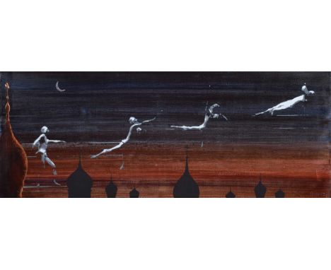 Nicholas Ferenczy (20th/21st century) "The Man Who Flew to Music: Nureyev's Defection #4", signed, hand-stencilled acrylic an