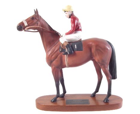 Beswick model of Red Rum, modelled with Brian Fletcher up.33cm highCondition report: No damage or restoration to the ceramic 