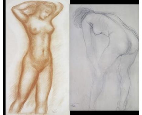 * Auguste Rodin (1840 - 1917) French sculptor, a nude study print published by the Ganymed Press, blind stamped lower right, 