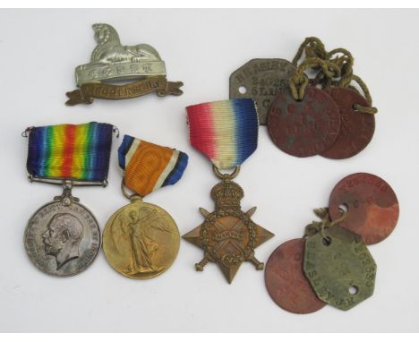 A World War I trio to 1835. Pte. J. R. Beasley. Linc. R. includes 1914-15 Star, War and Victory Medals together with cap badg