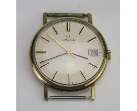 An OMEGA Gent's 9K Gold Cased Manual Wind Wristwatch, 33.7mm case with date aperture to the dial, Ref: 1325017, calibre 1030 