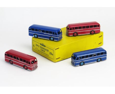 Dinky 29H (282) Duple Roadmaster Leyland Royal Tiger Coach Trade Pack for 6 (4 models included) x2 dark blue, x2 red - models