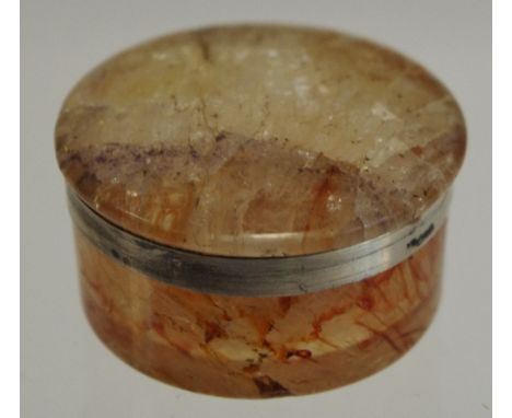 A 19th century Derbyshire fluorspar circular patch box, domed cover, 3.5cm diam