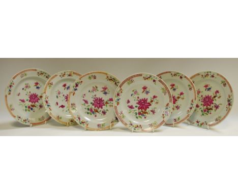 A set of six Chinese Famille Rose side plates.