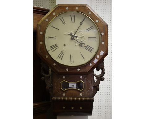 A Victorian drop case wall clock, c.1870