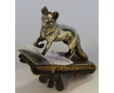 Hunting interest - a silver plated metal car mascot in the form of a fox