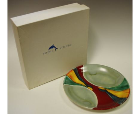 A Poole pottery plate; a diamond jubilee Wedgwood trinket dish