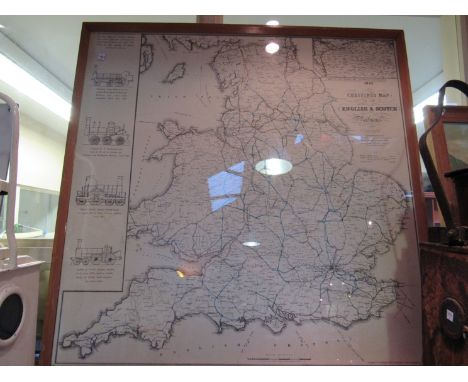 A framed and glazed Cheffins Map of the English &amp; Scotch Railways 5th edition dated 1845