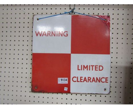 An enamel 'Limited Clearance' sign, 30 x 30cm