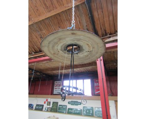 A signal box lamp holder with enamel shade