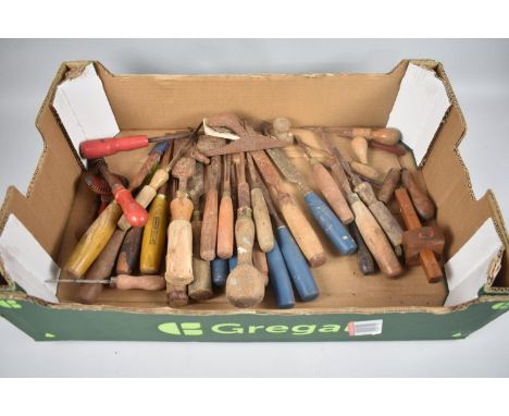 A Collection of Various Vintage Wooden Handled Chisels and Tools