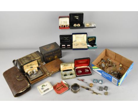 A Collection of Various Vintage and Later Gents Cufflinks, Buttons, Tie Press etc