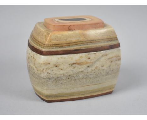 An Alabaster Casket from The Anza Borrego Desert in California with Paper Leaflet, 9.5cms Wide