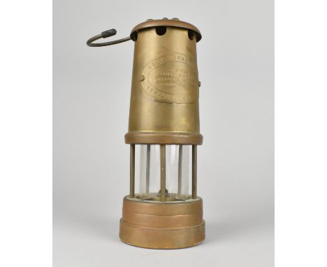 A Vintage Brass Miners Safety Lamp for the Aberaman Colliery by The British Coal Mining Company, Wales