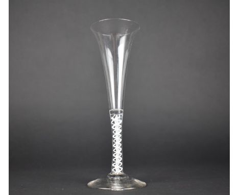 An Air Twist Stemmed Drinking Glass with Flared Trumpet Bowl, 18.5cm high