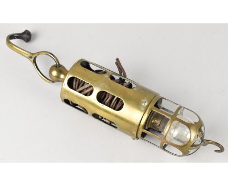 A Vintage Lucas Brass Inspection Light with Integral Wire Winder, 28cms High Extended