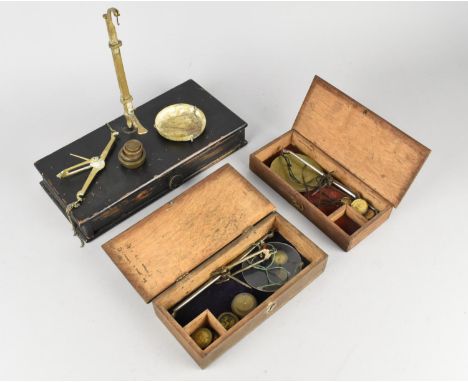 A Collection of Three Jewellers or Apothecary Pan Scales, All 19th Century and in Boxes
