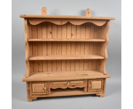 A Modern Wall Hanging Novelty Shelf Unit in the Form of a Pine Dresser, 50cms Wide
