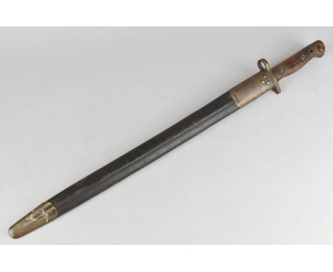 A British 1907 Pattern Bayonet with Crown Stamp and Leather Scabbard