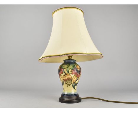 A Modern Moorcroft Table Lamp, Anna Lily Pattern, Complete with Shade, Overall Height 41cms