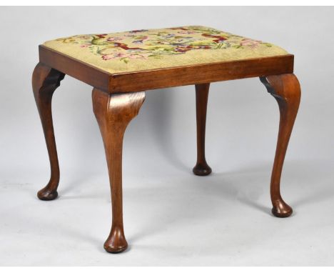 A 20th Century Tapestry Topped Stool on Cabriole Supports