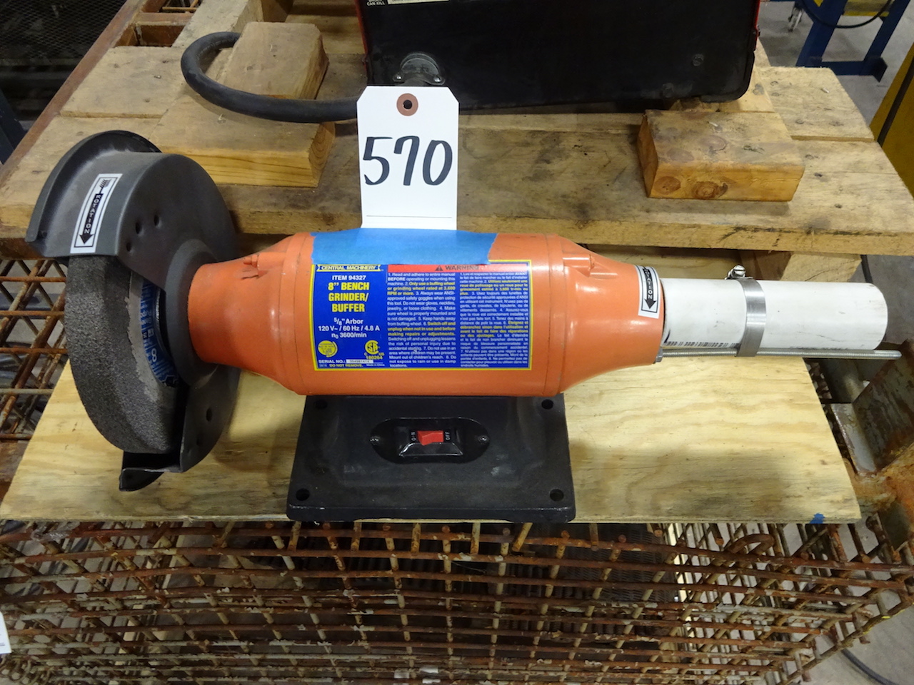 Central Machinery, Item 94327, 8" Bench Grinder/Buffer, 5/8" Arbor, Sn