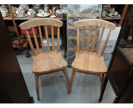 Five pine stick back chairs