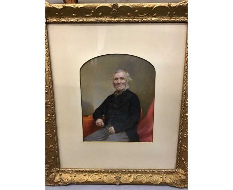 Three Victorian painted portrait photographs in glazed framesCondition report: One is 60cm x 51.5cm overall, the other two ar