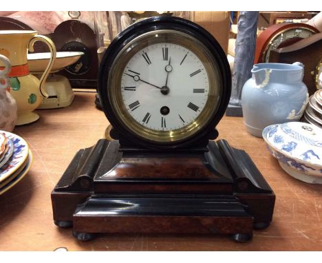 Mantel clock in ebony and walnut case