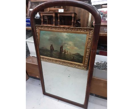 Victorian mahogany frame dressing mirror with arched top