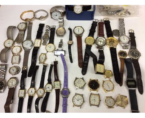Group of assorted wristwatches to include Rotary, Sekonda and others (qty) within vintage brown suitcase