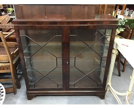 Georgian style mahogany china display cabinet with astragal glazed doors on bracket feet 107 cm wide