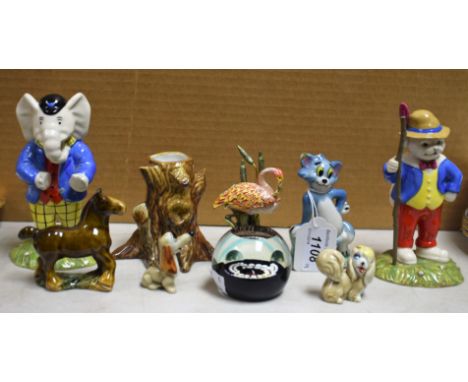 Ceramics - Royal Doulton Rupert The Bear character figures, Looking Like Robin Hood, RB6 and Pretending To Be An Outlaw, RB2;