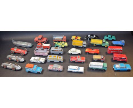 A Dinky Speed of the Wind 23E model; another, similar; a Dinky Alfa Romeo model 231; other Lesney Matchbox models; etc