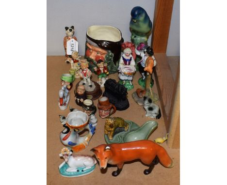 Ceramics - early 20th century and later including continental figures, character jugs, animal models including Border Fine Ar