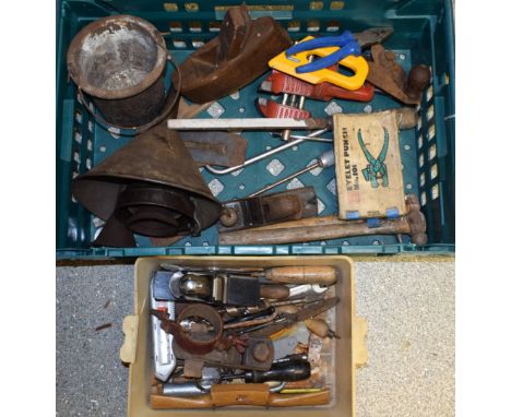 Tools - funnels, glue pot, vice, planes, etc