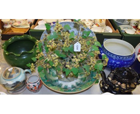 Ceramics and Glass - a Shelley Cloisello ware planter; another, Langley; glass jade effect gem tree; Chinese bowl; etc