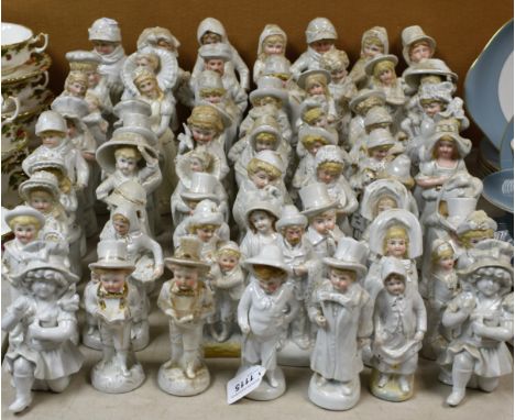 Ceramics - 19th century continental figures including children with animals, musicians, some pairs, etc