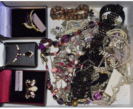 Costume Jewellery - a Pandora style glass beaded necklace; others, assorted; a John Richard insect brooch; another, floral; a