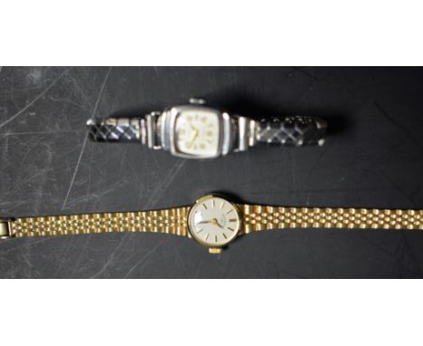 A Rotary 9ct gold ladies fancy link bracelet watch, 18.4g gross; another, Peerex ladies wrist watch (2)