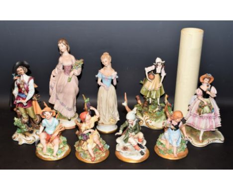 Capodimonte figures, V Lamagna, Ipa, etc; and The Four Seasons, with certificates