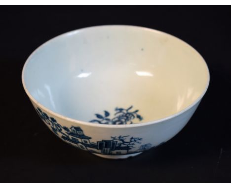 A rare Worcester The Plantation slop bowl, well painted with fence, foliage, building and ducks, the interior with flower spr