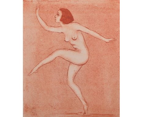 Alberto Martini (1876-1954) Italian. "Tangerine", a Dancing Naked Lady, Aquatint and Etching, Signed, Inscribed and numbered 