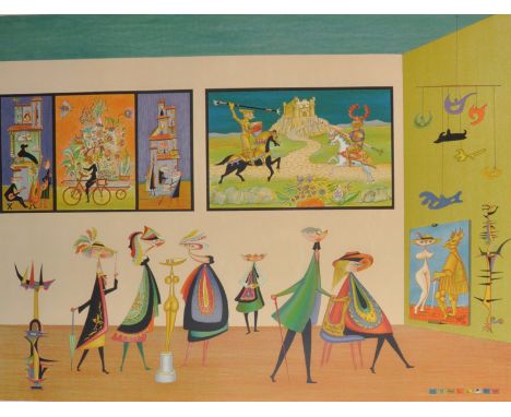 Guillermo Silva Santamaria (1921-2007) Spanish. "Galeria de Arte", Lithograph, Indistinctly Signed and numbered 'C/A 11' in P
