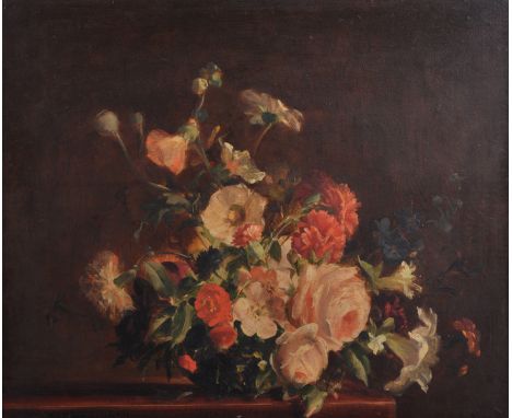 R... Hanson (20th Century) British. "Flower Piece", a Still Life, Oil on Board, Signed, 15" x 18". Provenance; Frost and Reed