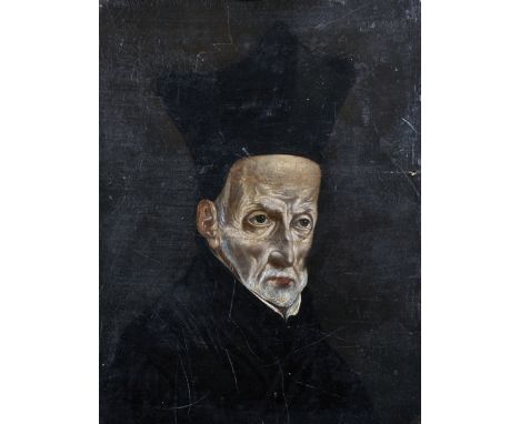 18th Century Dutch School. Portrait of a Priest, Oil on Panel, Unframed, 9.75" x 7.5".