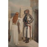 Edmund Blair Leighton (1853-1922) British. "The Shadow", Coloured Lithograph with Printer Stamp
