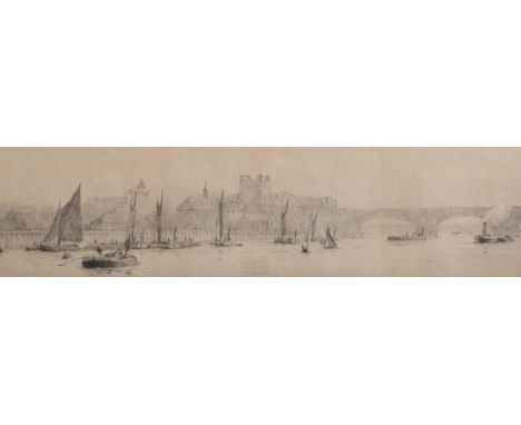 Rowland Langmaid (1897-1956) British. "Rochester", Etching, Signed and Inscribed in Pencil, 3.25" x 12.5".