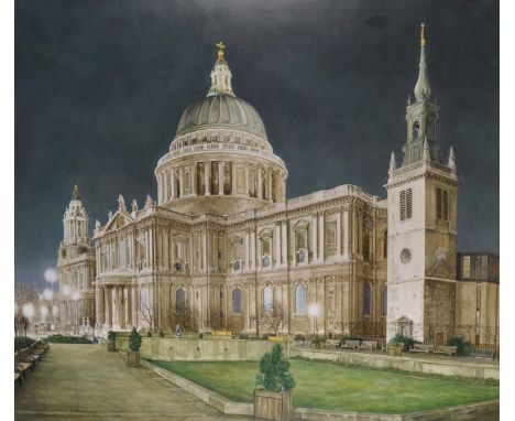 Brian Slack (1933- ) British. "St Paul's Cathedral", by Evening Light, Oil on Panel, Signed, Inscribed and Dated 2006 on the 