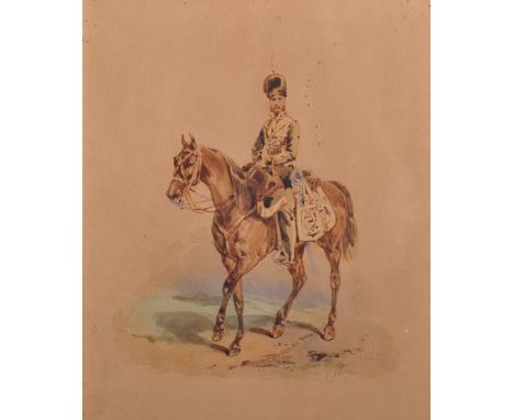 Orlando Norie (1832-1901) British. "Royal Horse Artillery", Watercolour, Signed, 9" x 7.25". Provenance; R. Ackermann, 191 Re